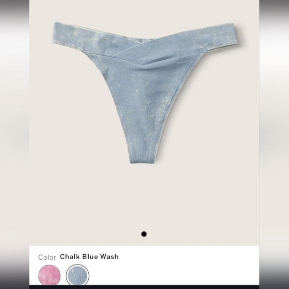 Victoria Secret- Cloudy-Powder Blue Cross Over Logo Thong-XL - Picture 1 of 4